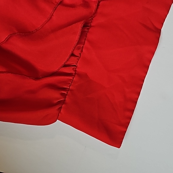 T C E C Red Dress Crop Top Ruffled Blouse M - Picture 5 of 8